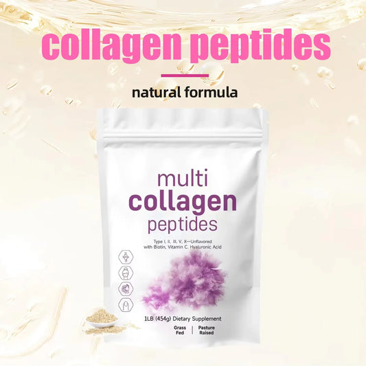 Hydrolyzed Collagen Peptides for Skin, Hair & Nails | Grass-Fed Beef & Chicken Bone Broth Collagen (Types I,II,III,V,X)