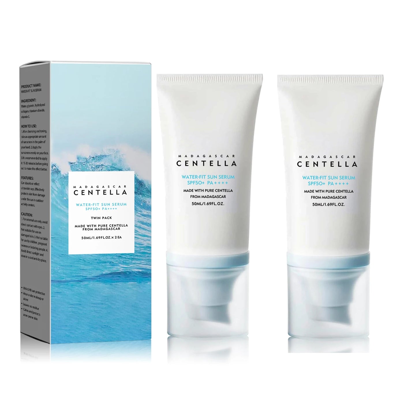 5PCS SPF50+ Sunscreen Cream Centella Strong UV Protection Water-Based Sunscreen Sun Body Facial Sunblock Moisturizing Skin Care