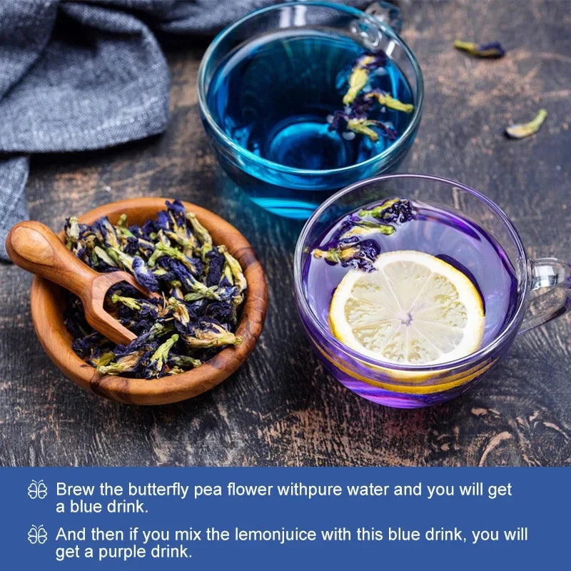 Pure Natural Butterfly Pea Flower Pyramid Tea Bags, Dried Blue Pea Flower, Help Relieve Eye Fatigue & Refresh Your Mind, 30 bags