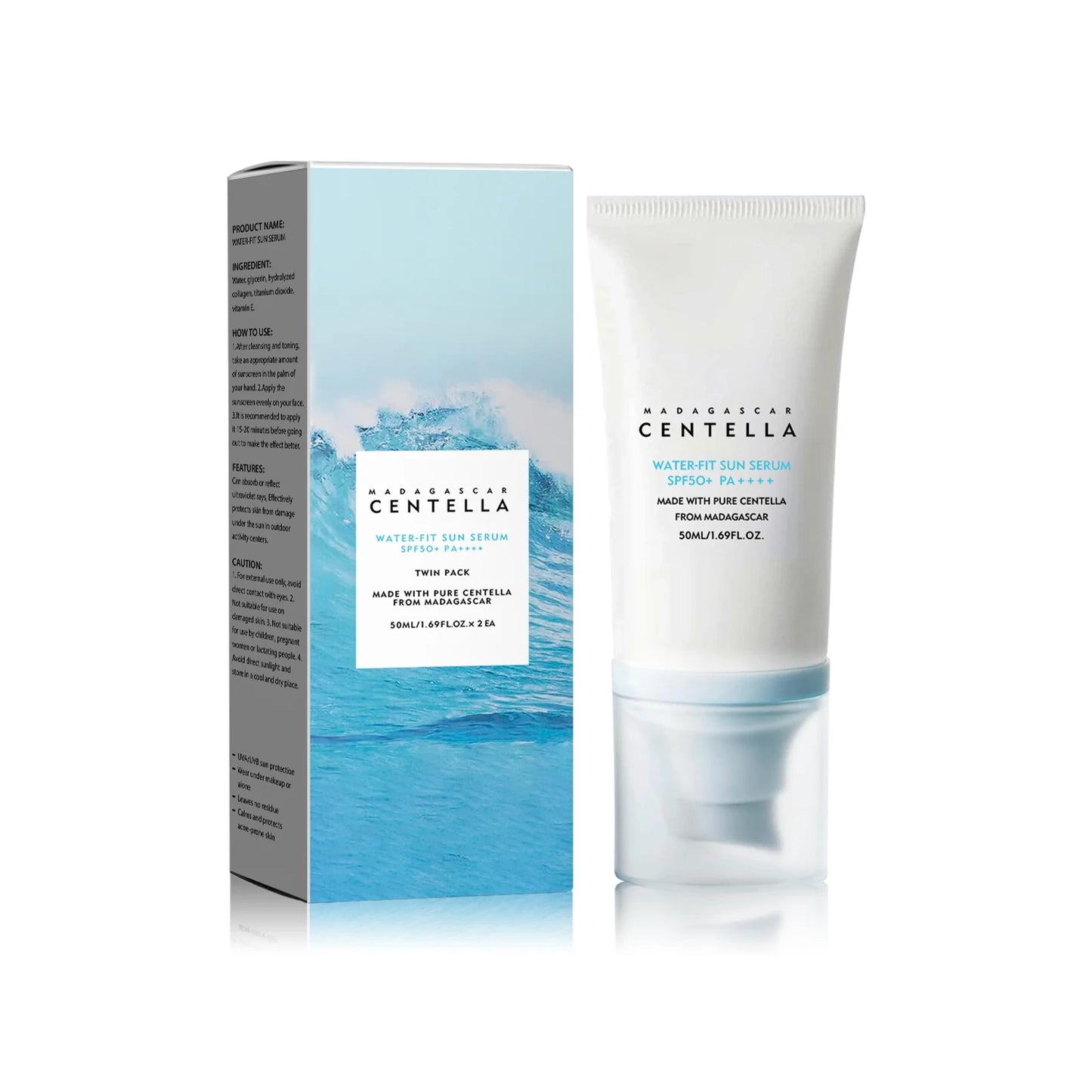 5PCS SPF50+ Sunscreen Cream Centella Strong UV Protection Water-Based Sunscreen Sun Body Facial Sunblock Moisturizing Skin Care